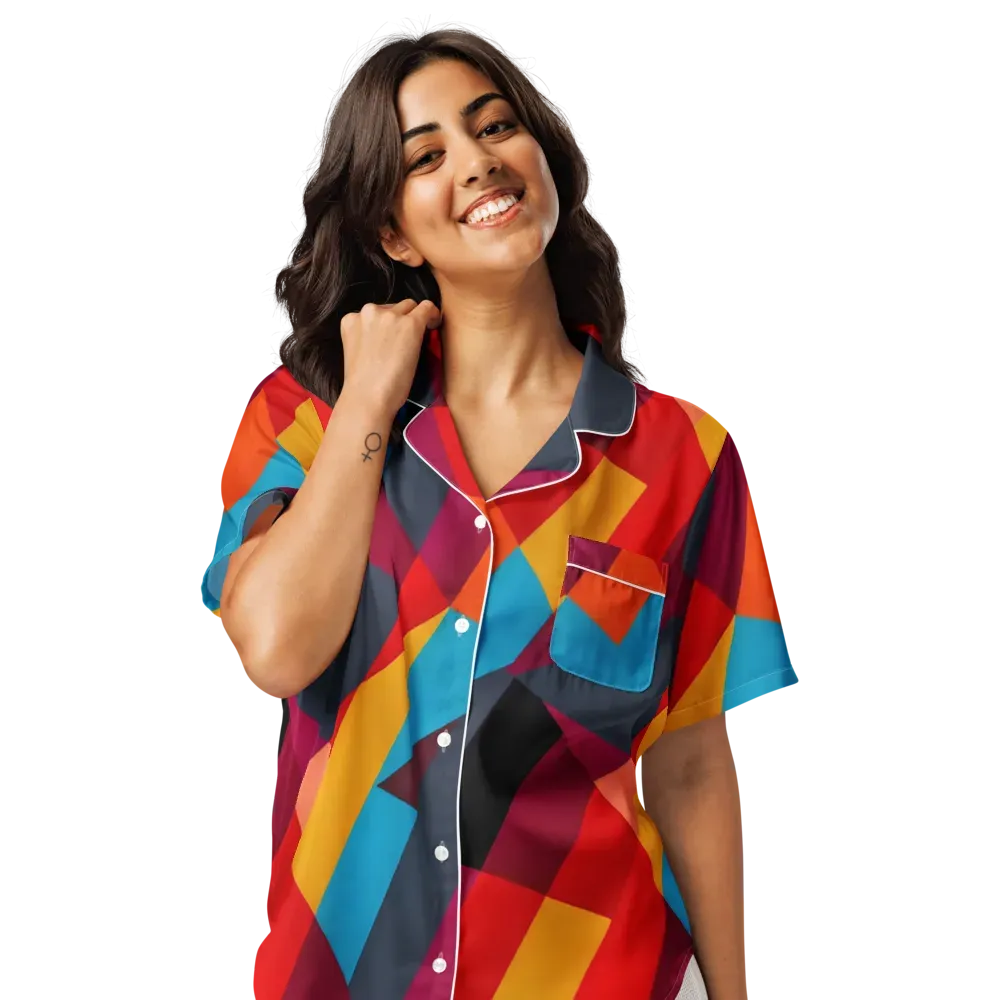 Chromatic Interlock on Women's Short Sleeve Pajama Top — Front