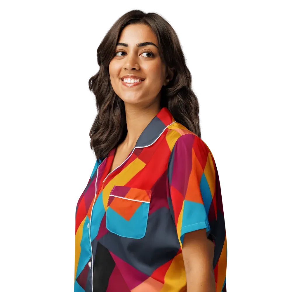Chromatic Interlock on Women's Short Sleeve Pajama Top — Left Front