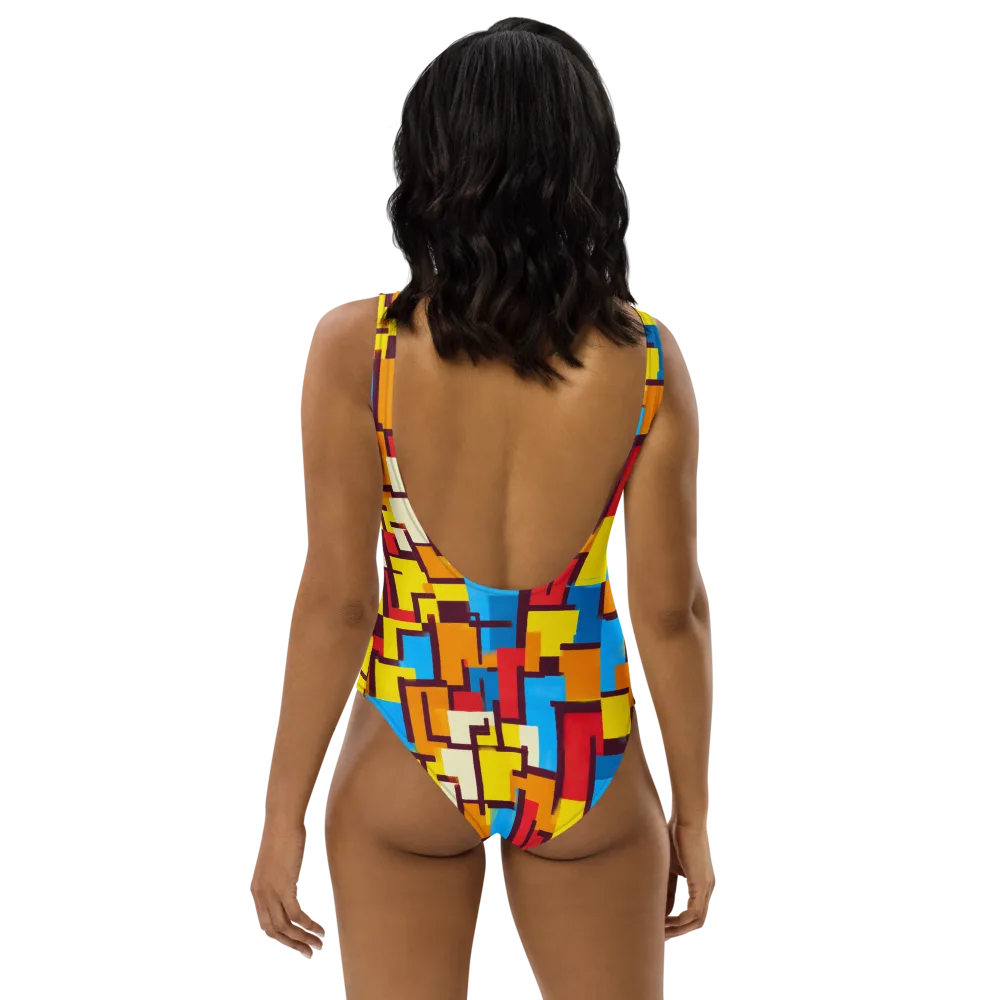 Bauhaus Voltage on One-Piece Swimsuit — Back