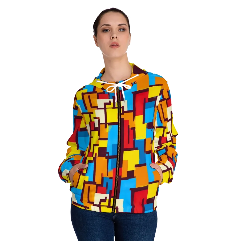 Bauhaus Voltage on Women's Full-Zip Hoodie — Front On Person