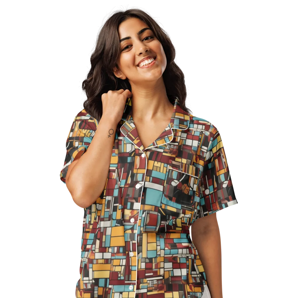 Chromatic City on Women's Short Sleeve Pajama Top — Front