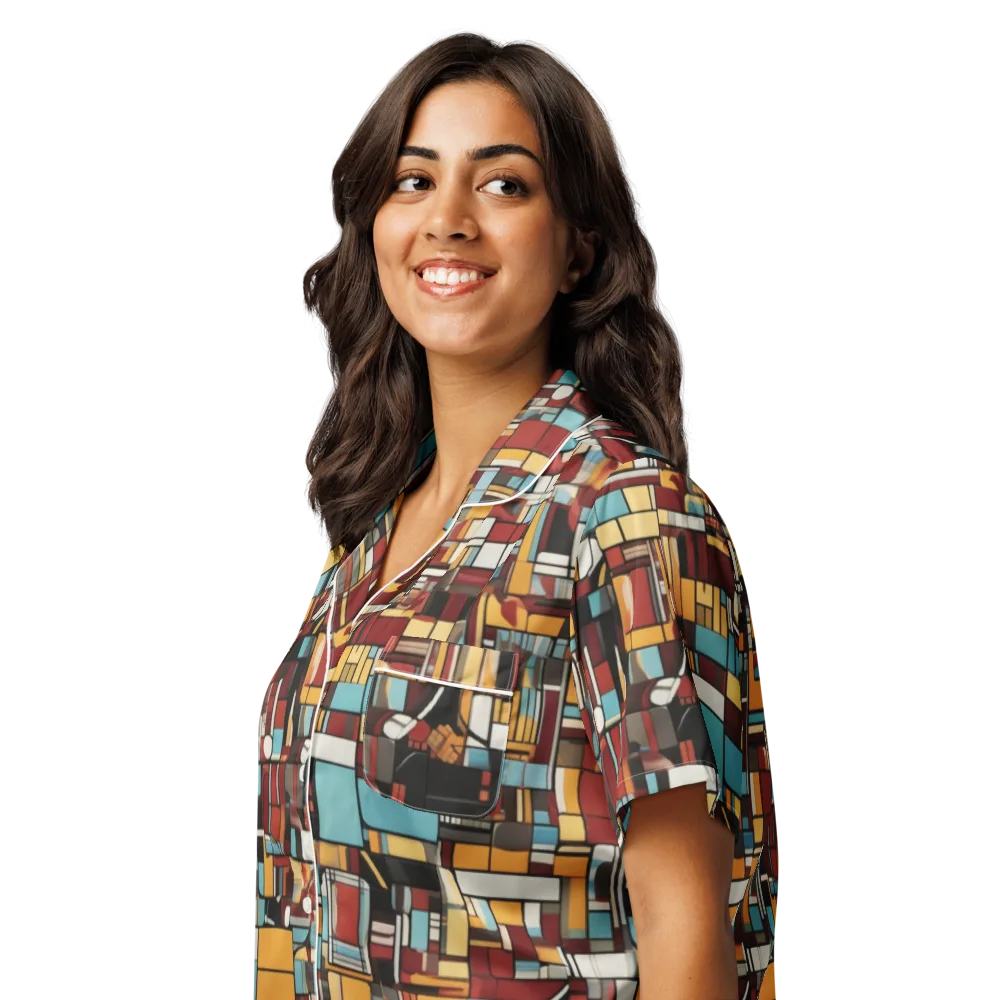 Chromatic City on Women's Short Sleeve Pajama Top — Left Front