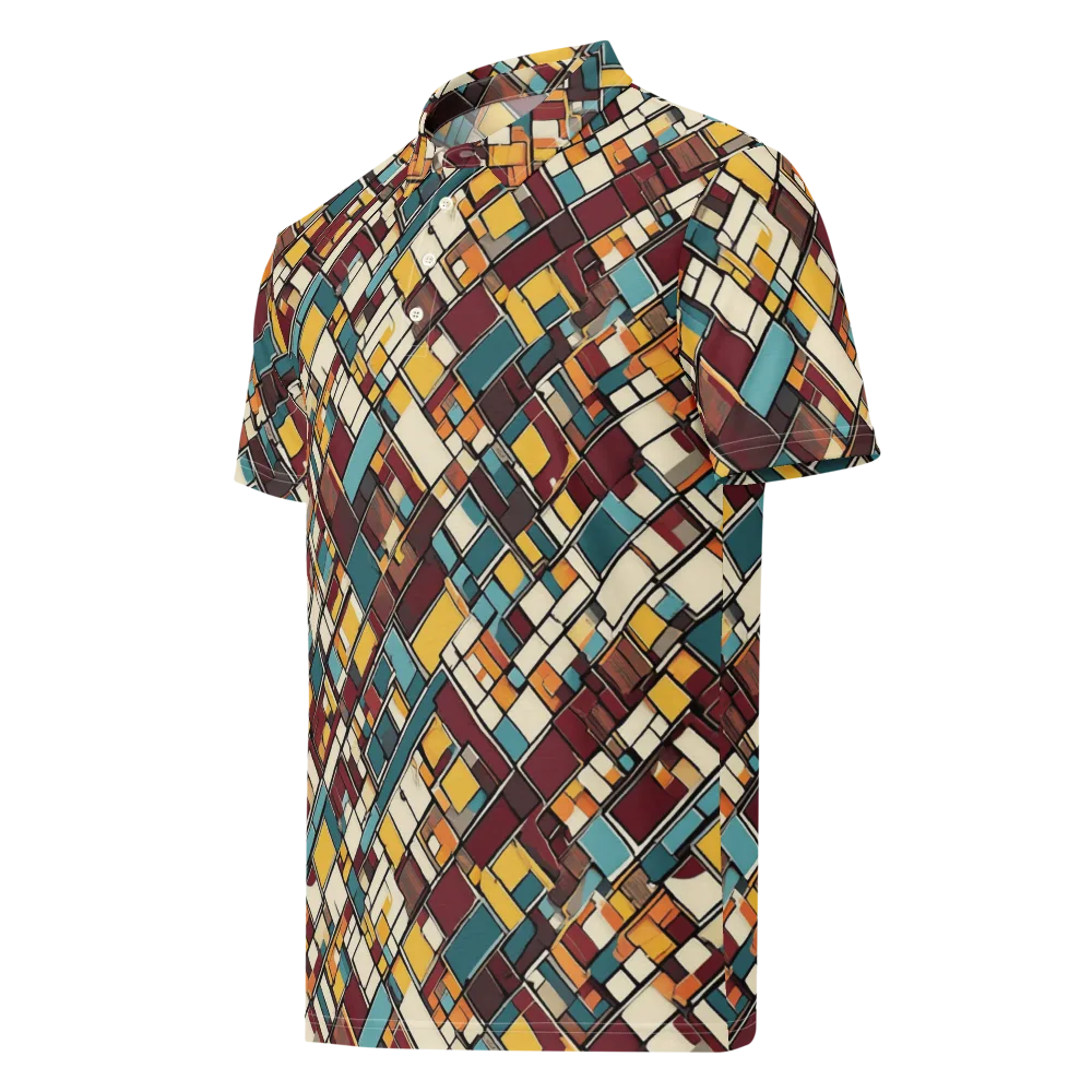 Copper Grid on Men's Slim Fit Polo Shirt — Left Front