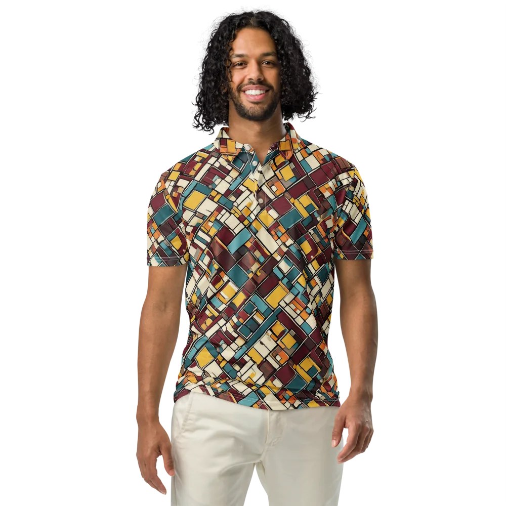 Copper Grid on Men's Slim Fit Polo Shirt — Front
