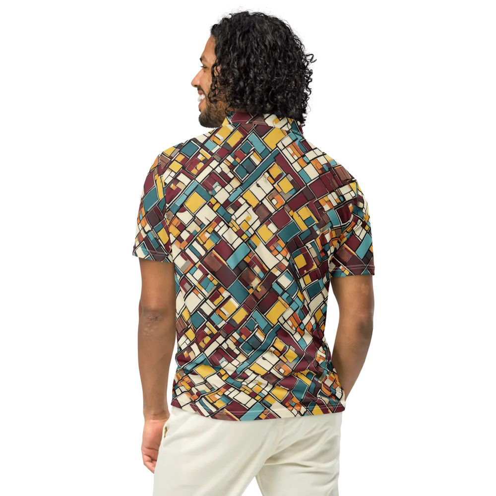 Copper Grid on Men's Slim Fit Polo Shirt — Back
