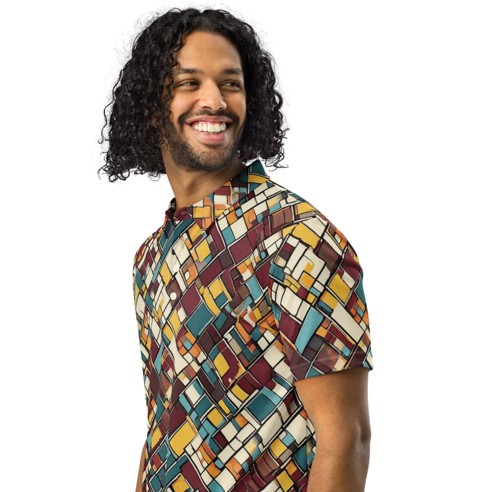 Copper Grid on Men's Slim Fit Polo Shirt — Left Front