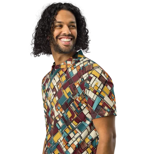 Copper Grid on a Men's Slim Fit Polo Shirt