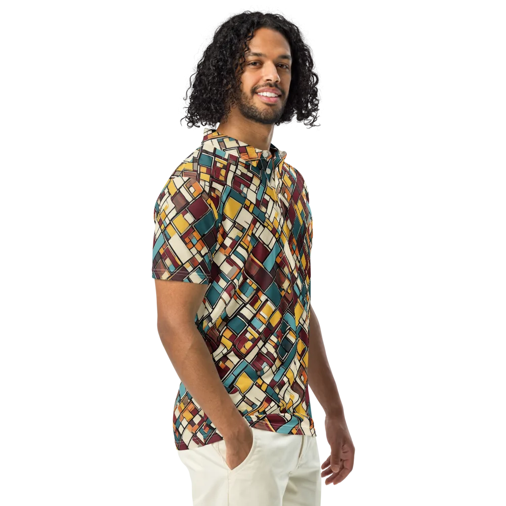 Copper Grid on Men's Slim Fit Polo Shirt — Right Front