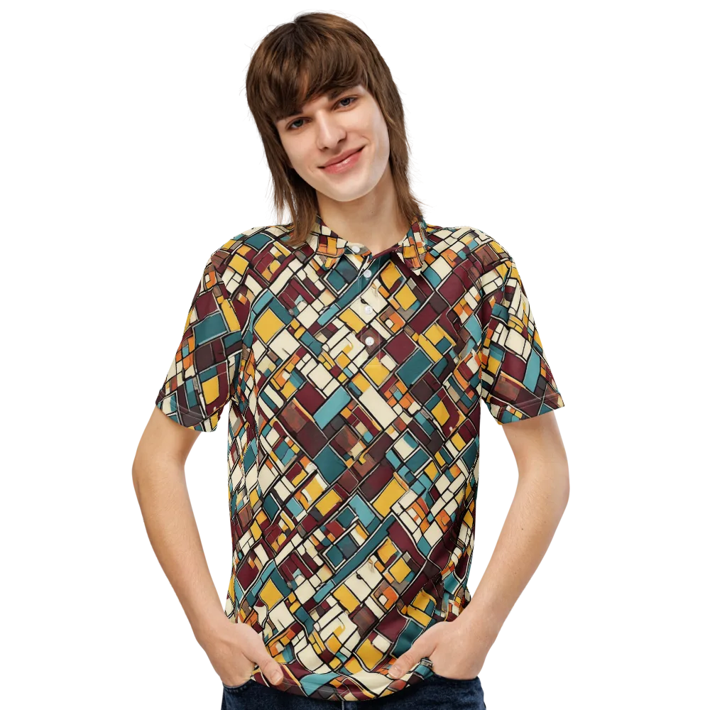 Copper Grid on Men's Slim Fit Polo Shirt — Front