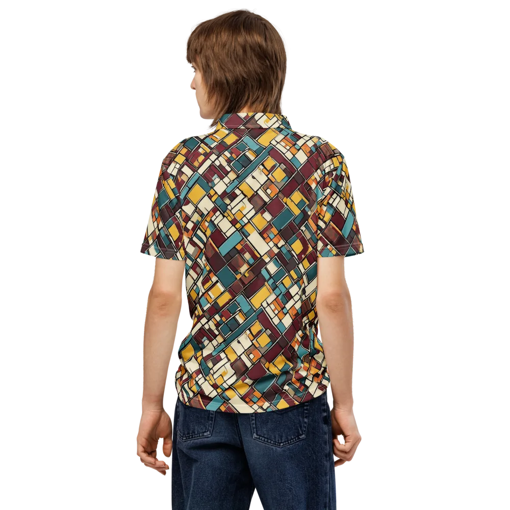 Copper Grid on Men's Slim Fit Polo Shirt — Back