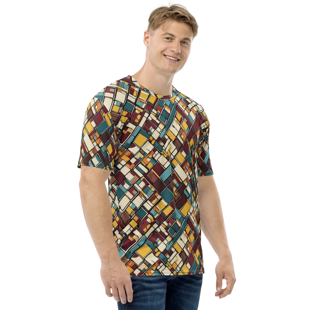 Copper Grid on Men's Crew Neck T-Shirt — Right