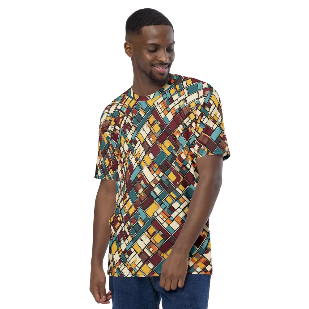 Copper Grid on Men's Crew Neck T-Shirt — Left