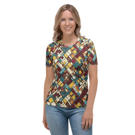 Copper Grid on a Women's Crew Neck T-Shirt