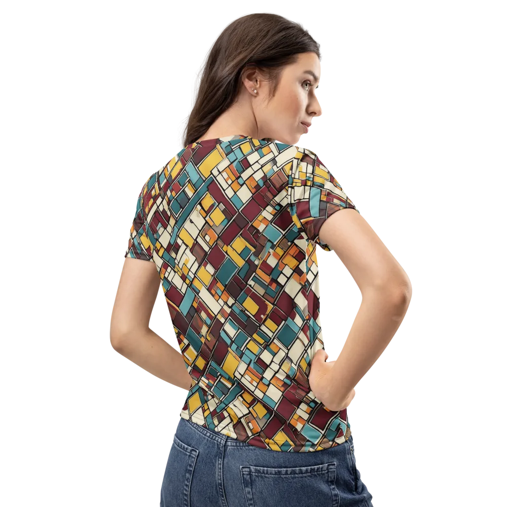 Copper Grid on Women's Crew Neck T-Shirt — Back
