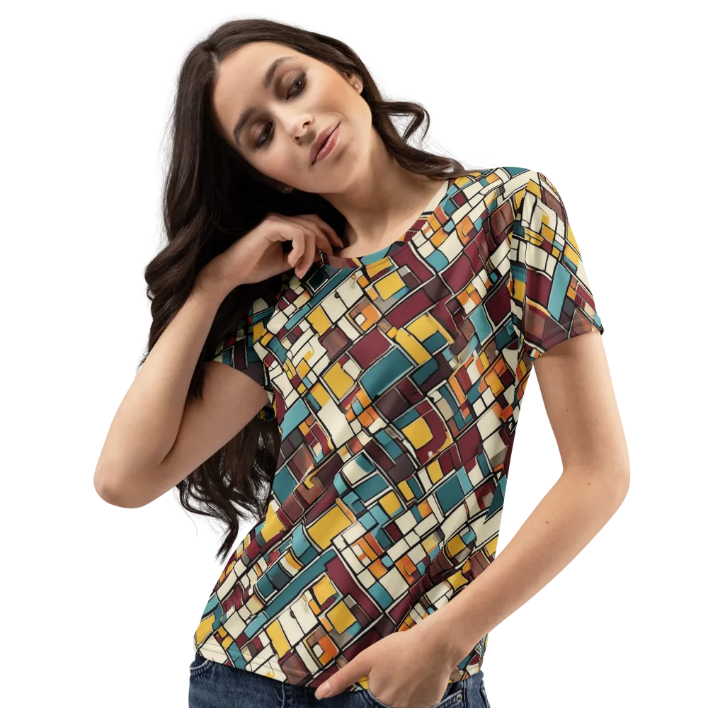Copper Grid on Women's Crew Neck T-Shirt — Left Front