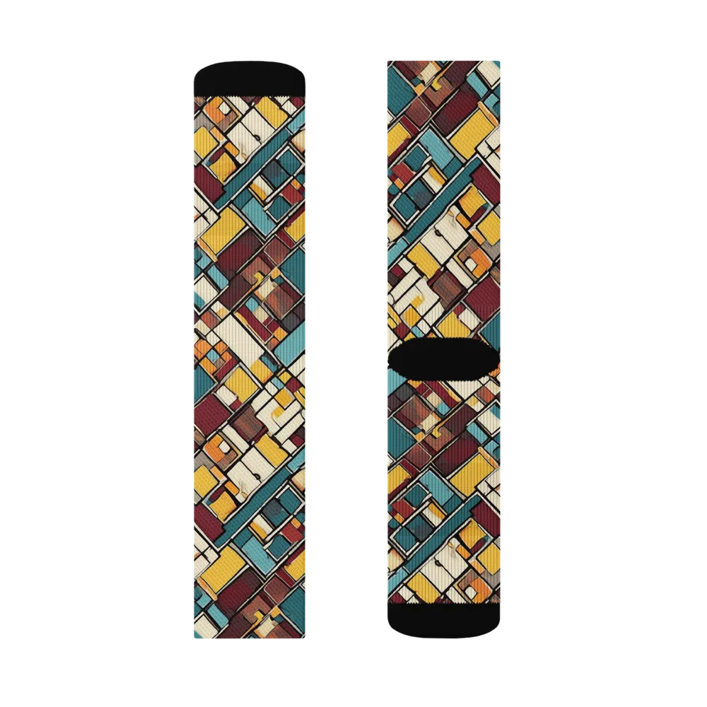 Copper Grid on Socks — Right Sock