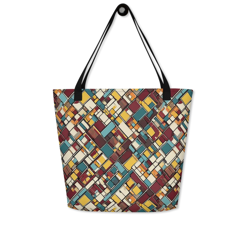 Copper Grid on Large Tote Bag W/ Pocket — Front