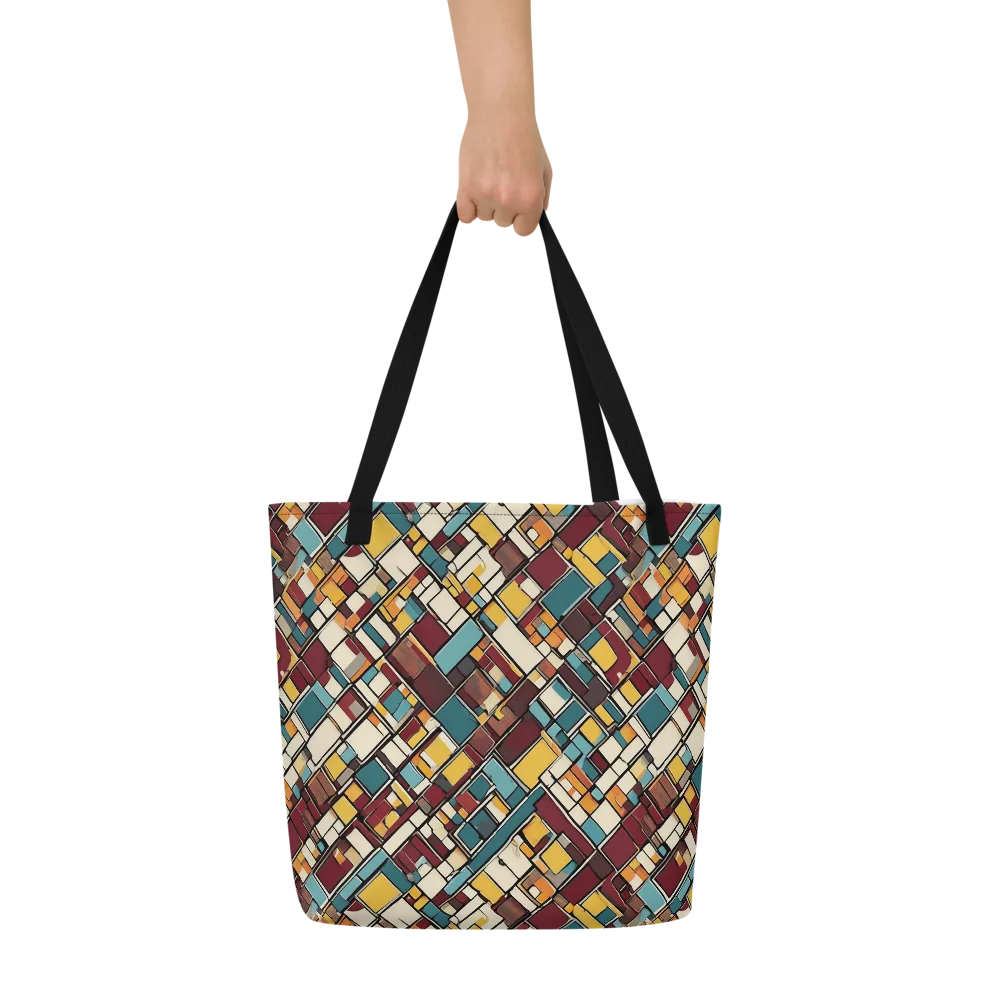 Copper Grid on Large Tote Bag W/ Pocket — Front