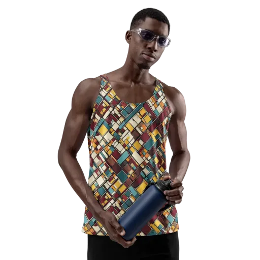 Copper Grid on a Men's Tank Top