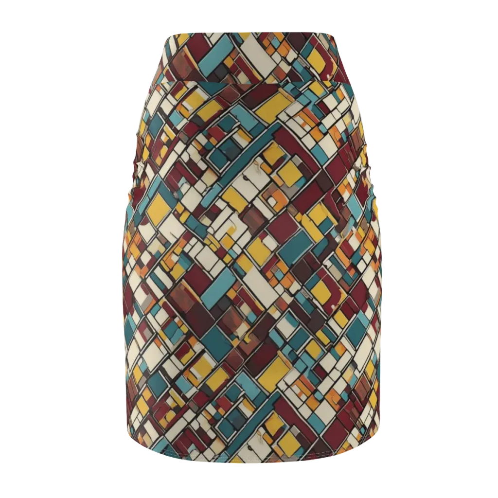 Copper Grid on Pencil Skirt — Back