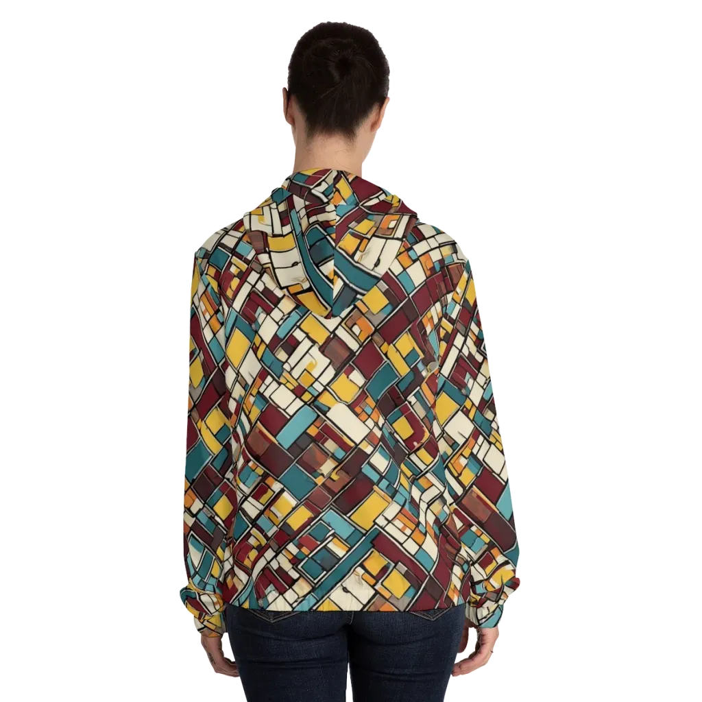 Copper Grid on Women's Full-Zip Hoodie — Back On Person