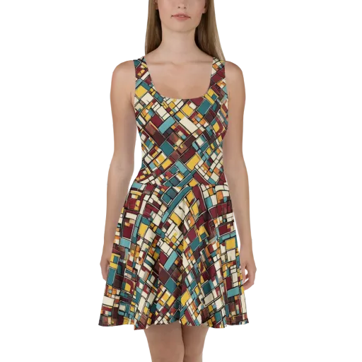 Copper Grid on a Skater Dress