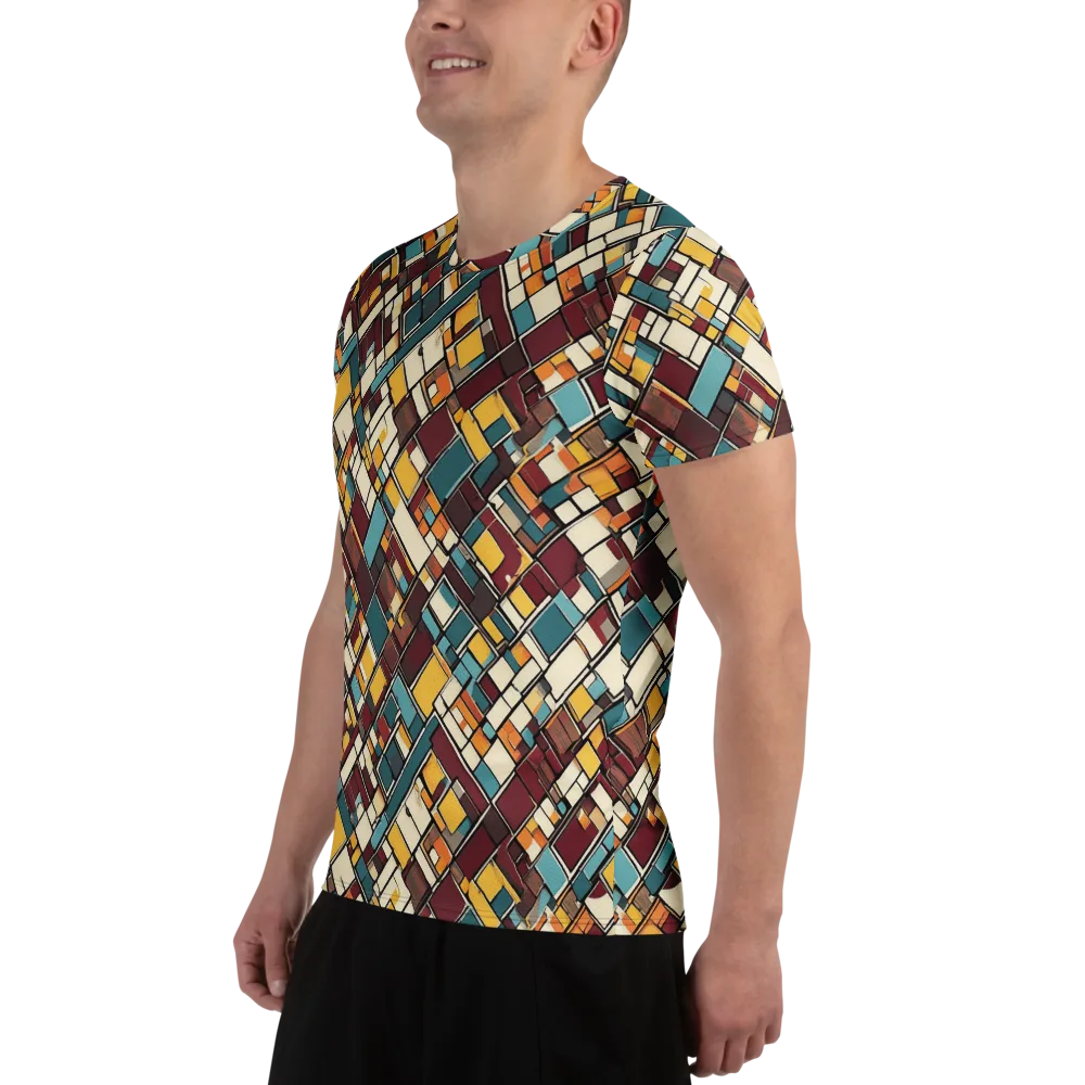 Copper Grid on Men's Athletic T-Shirt — Left