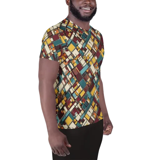 Copper Grid on a Men's Athletic T-Shirt
