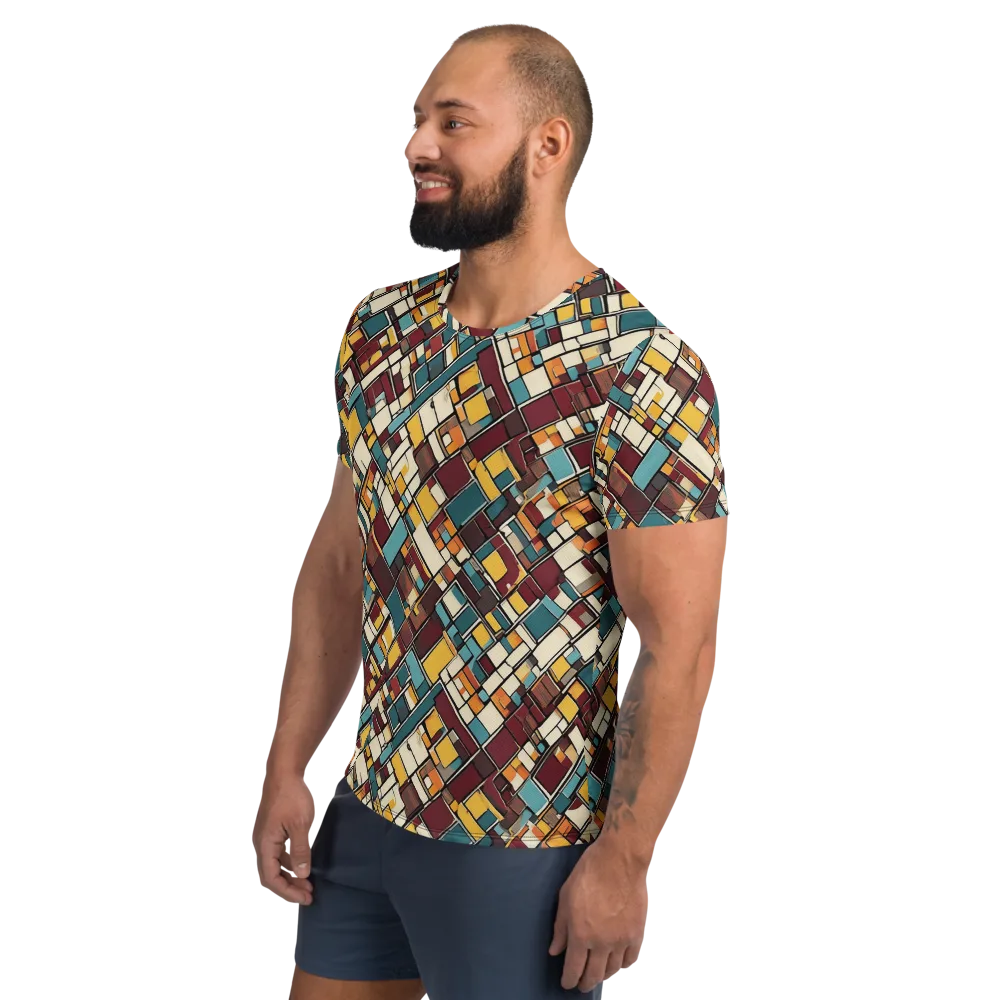 Copper Grid on Men's Athletic T-Shirt — Left
