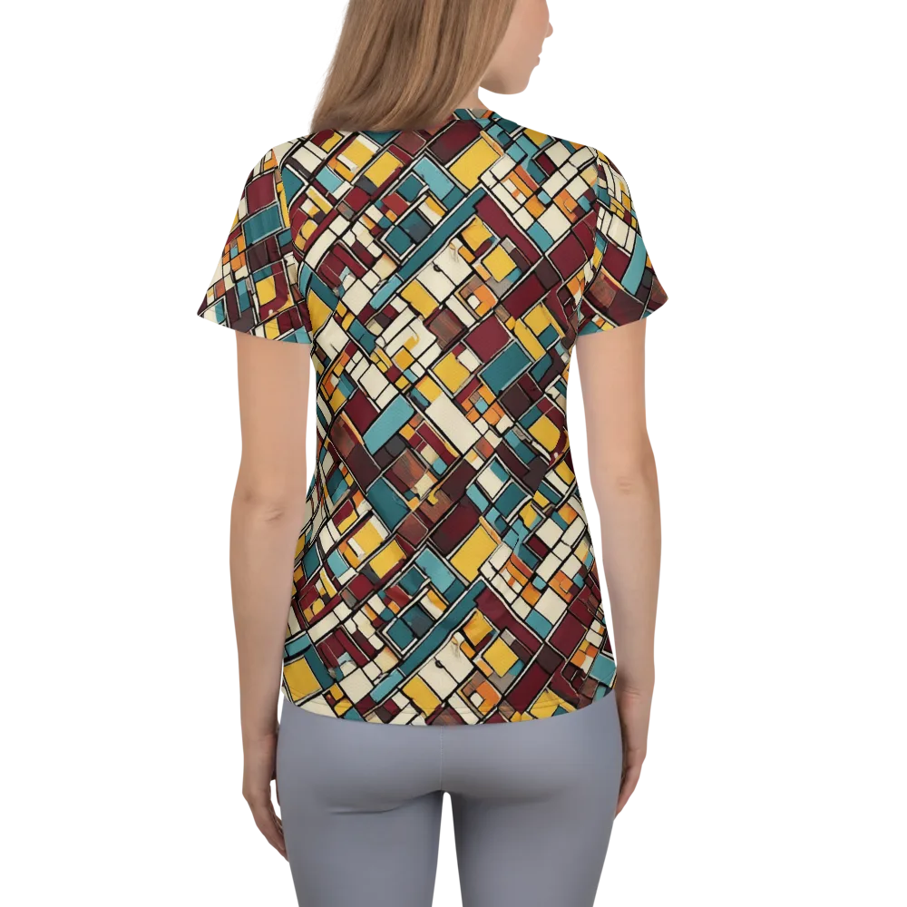 Copper Grid on Women's Athletic T-Shirt — Back