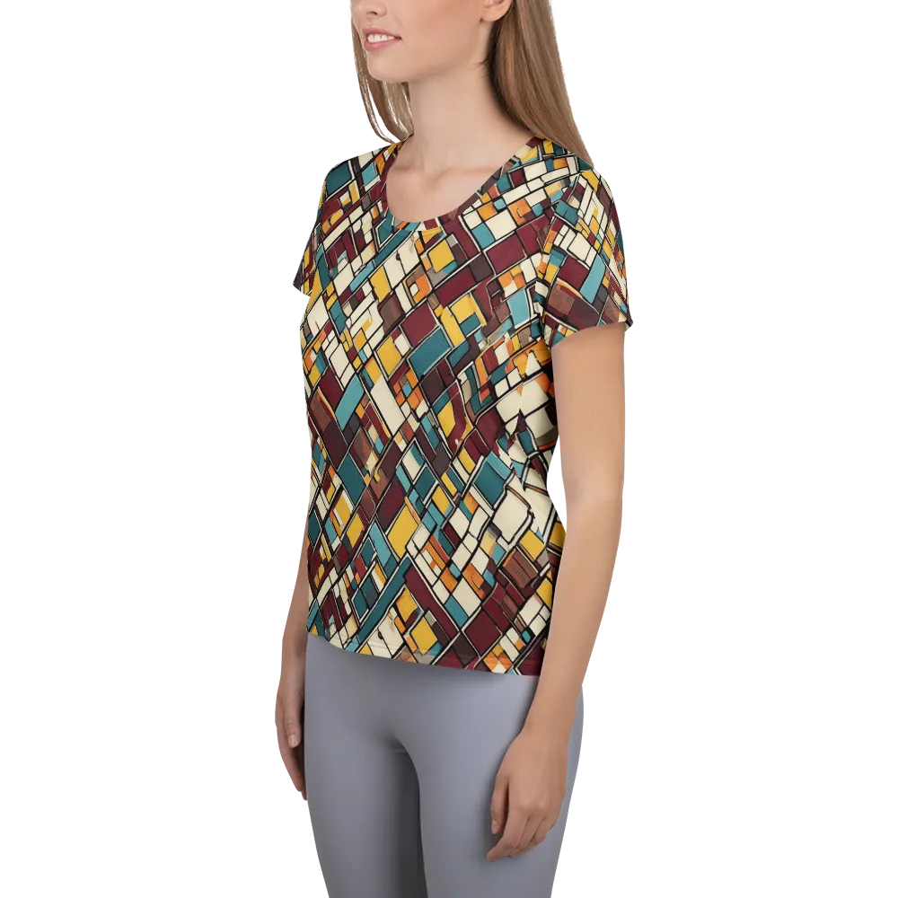 Copper Grid on Women's Athletic T-Shirt — Left