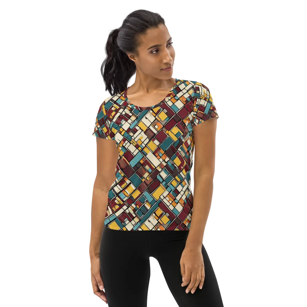 Copper Grid on Women's Athletic T-Shirt — Front