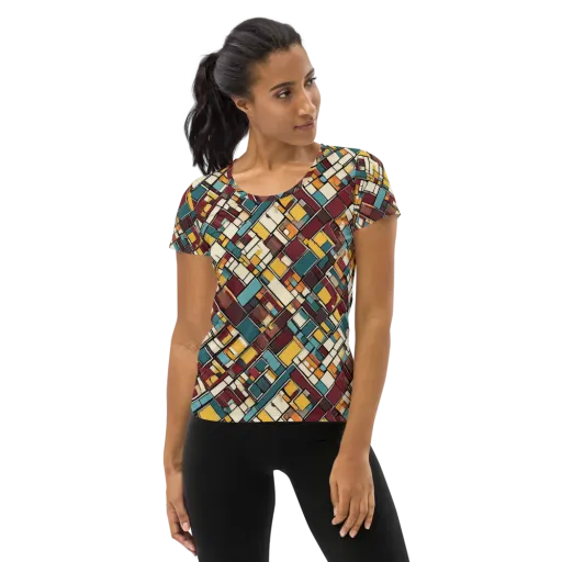 Copper Grid on a Women's Athletic T-Shirt