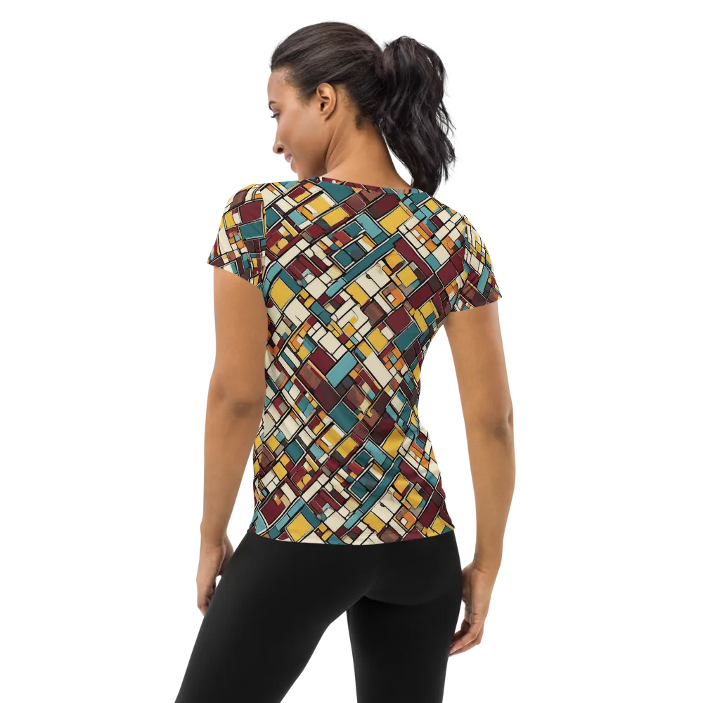Copper Grid on Women's Athletic T-Shirt — Back