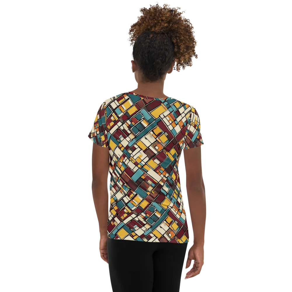 Copper Grid on Women's Athletic T-Shirt — Back