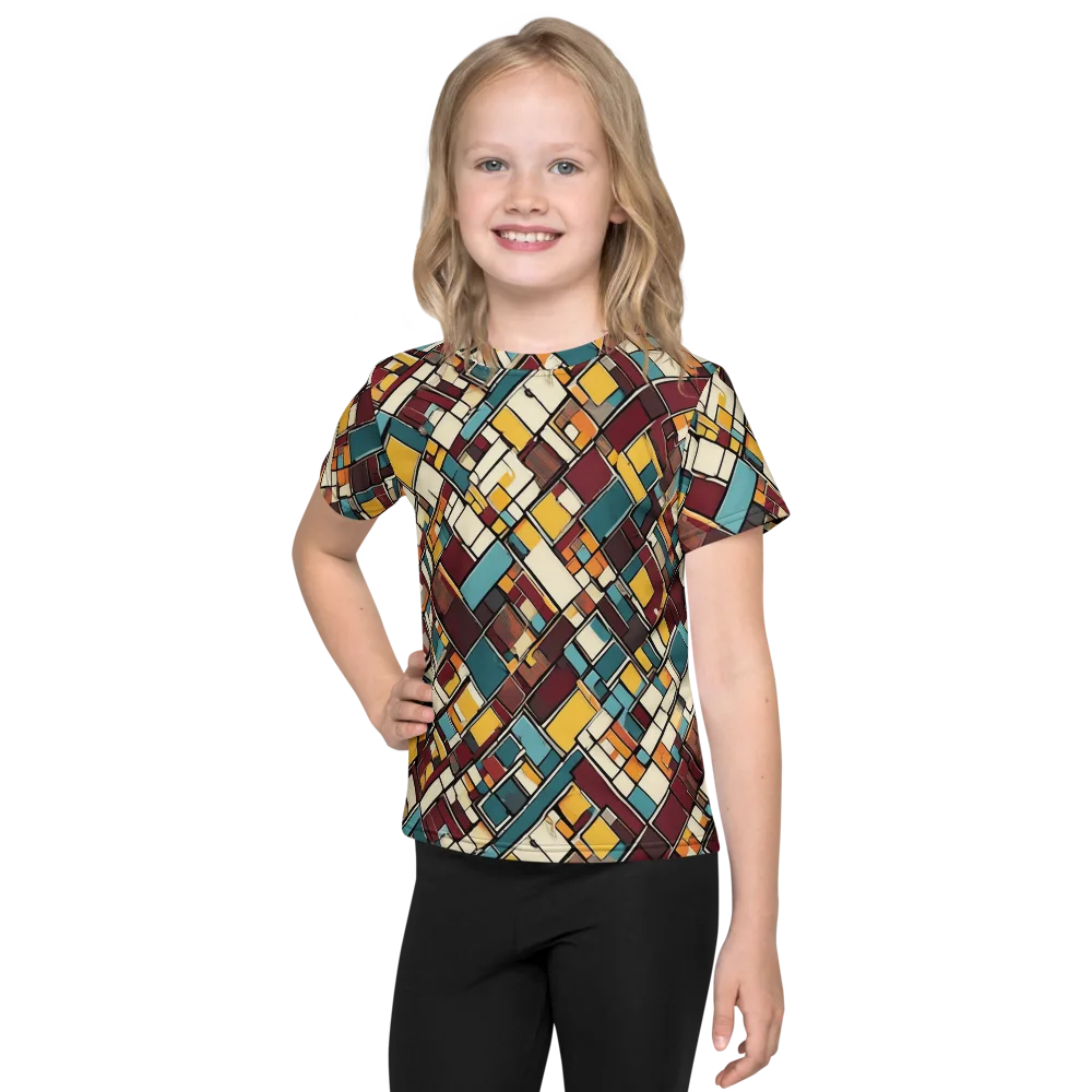 Copper Grid on Kids Crew Neck T-Shirt — Front