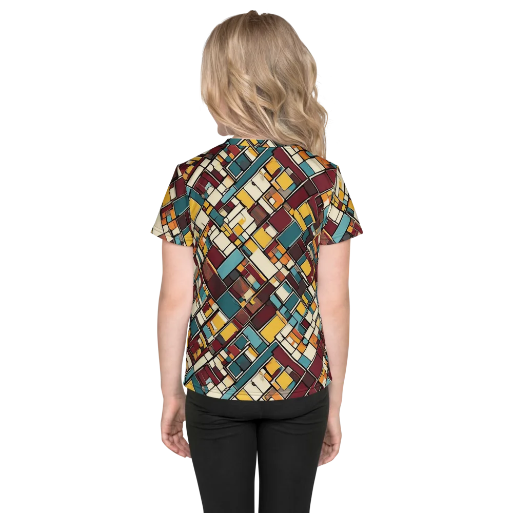 Copper Grid on Kids Crew Neck T-Shirt — Back