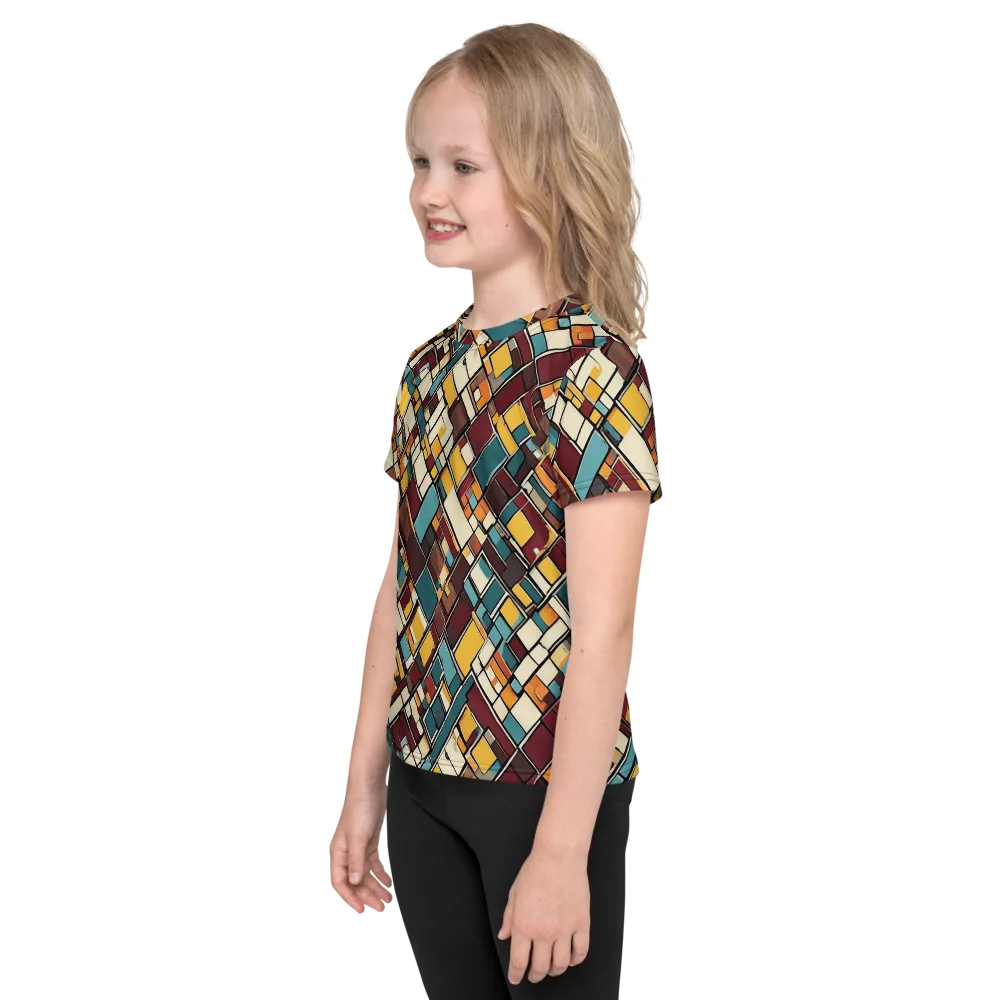 Copper Grid on Kids Crew Neck T-Shirt — Left