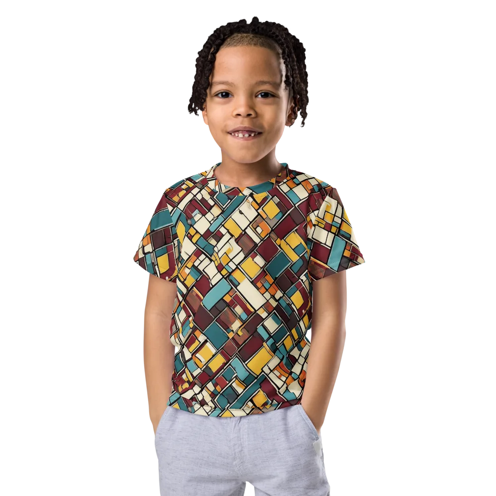 Copper Grid on Kids Crew Neck T-Shirt — Front