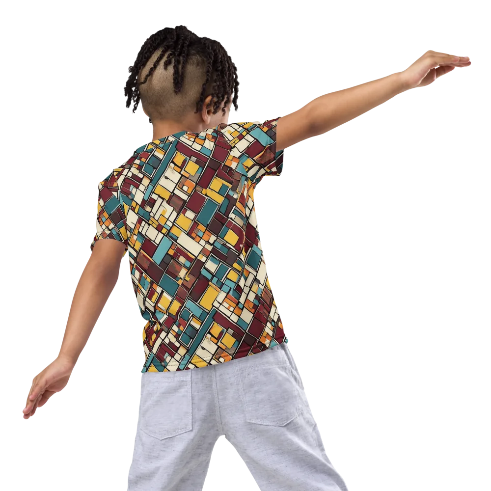 Copper Grid on Kids Crew Neck T-Shirt — Back