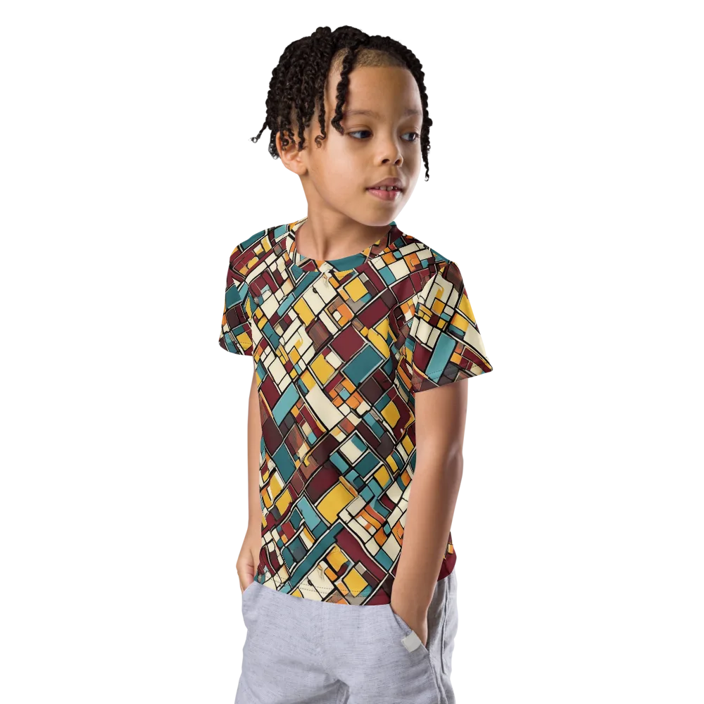 Copper Grid on Kids Crew Neck T-Shirt — Left Front