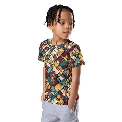 Copper Grid on a Kids Crew Neck T-Shirt