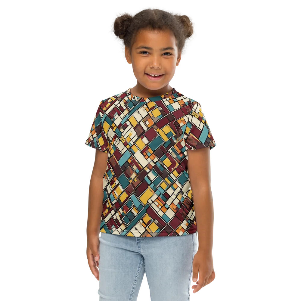 Copper Grid on Kids Crew Neck T-Shirt — Front