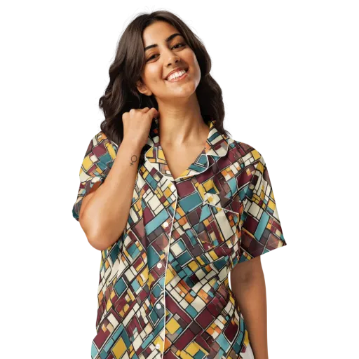 Copper Grid on a Women's Short Sleeve Pajama Top