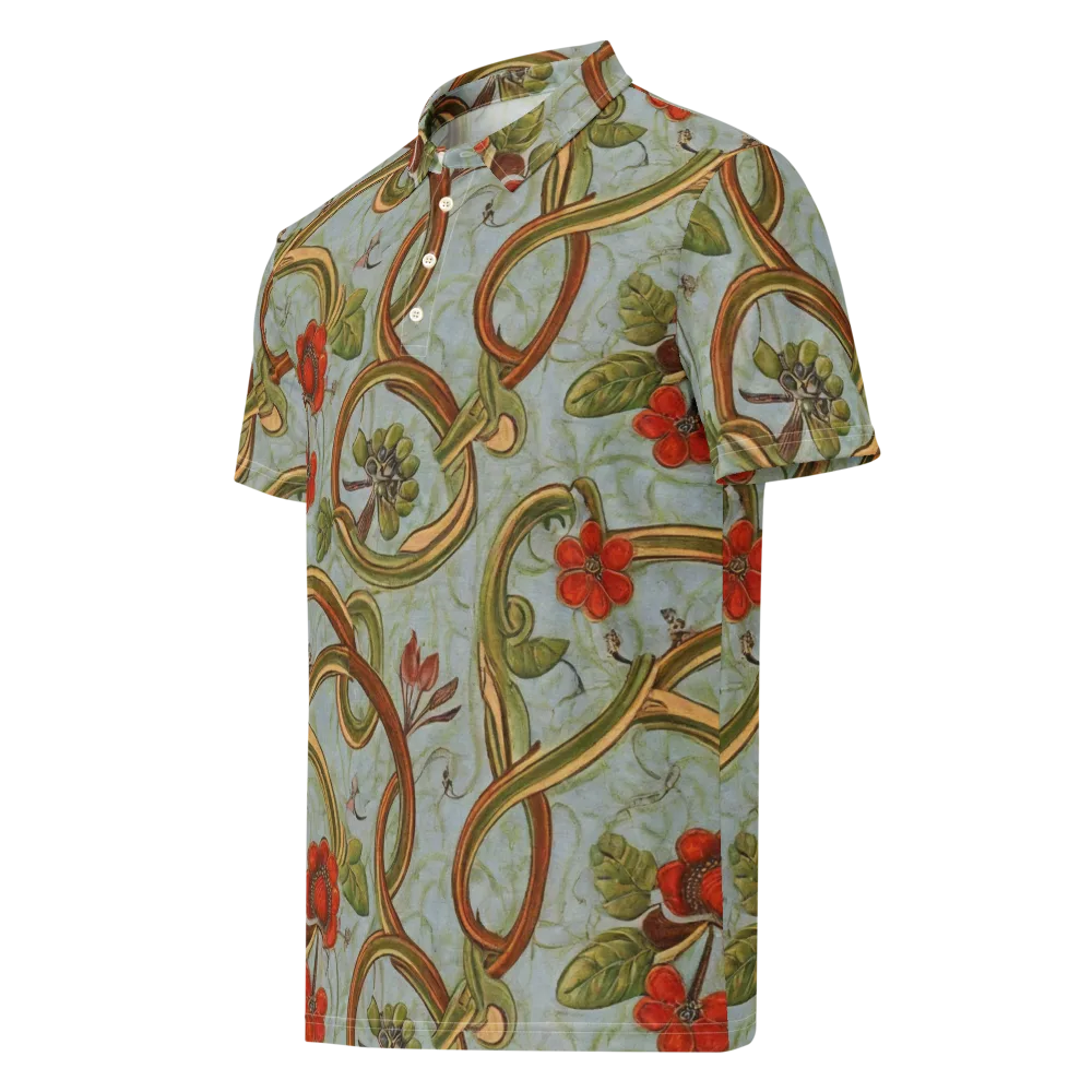 Pomegranate Trellis on Men's Slim Fit Polo Shirt — Left Front