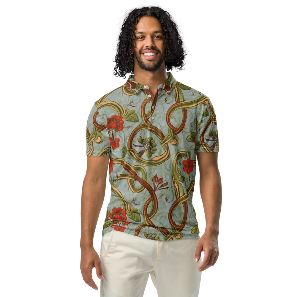 Pomegranate Trellis on Men's Slim Fit Polo Shirt — Front