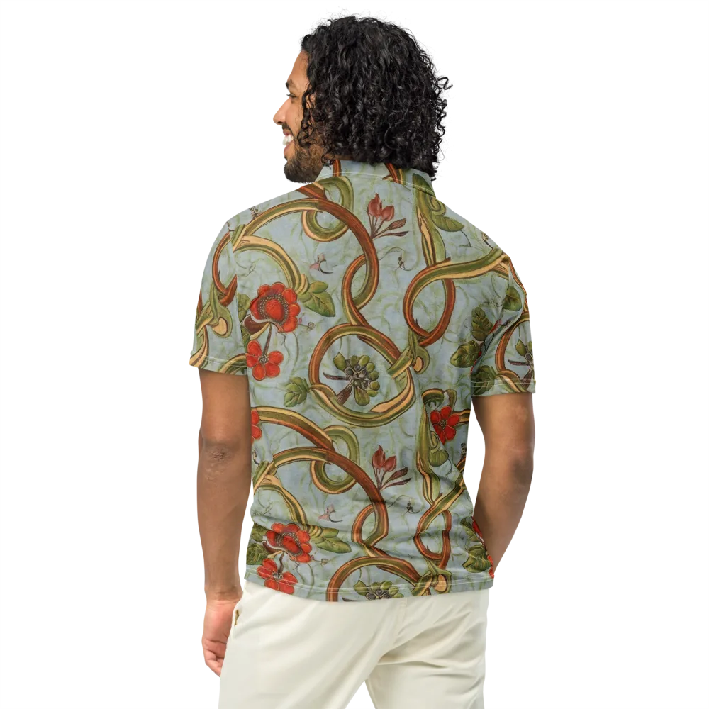 Pomegranate Trellis on Men's Slim Fit Polo Shirt — Back