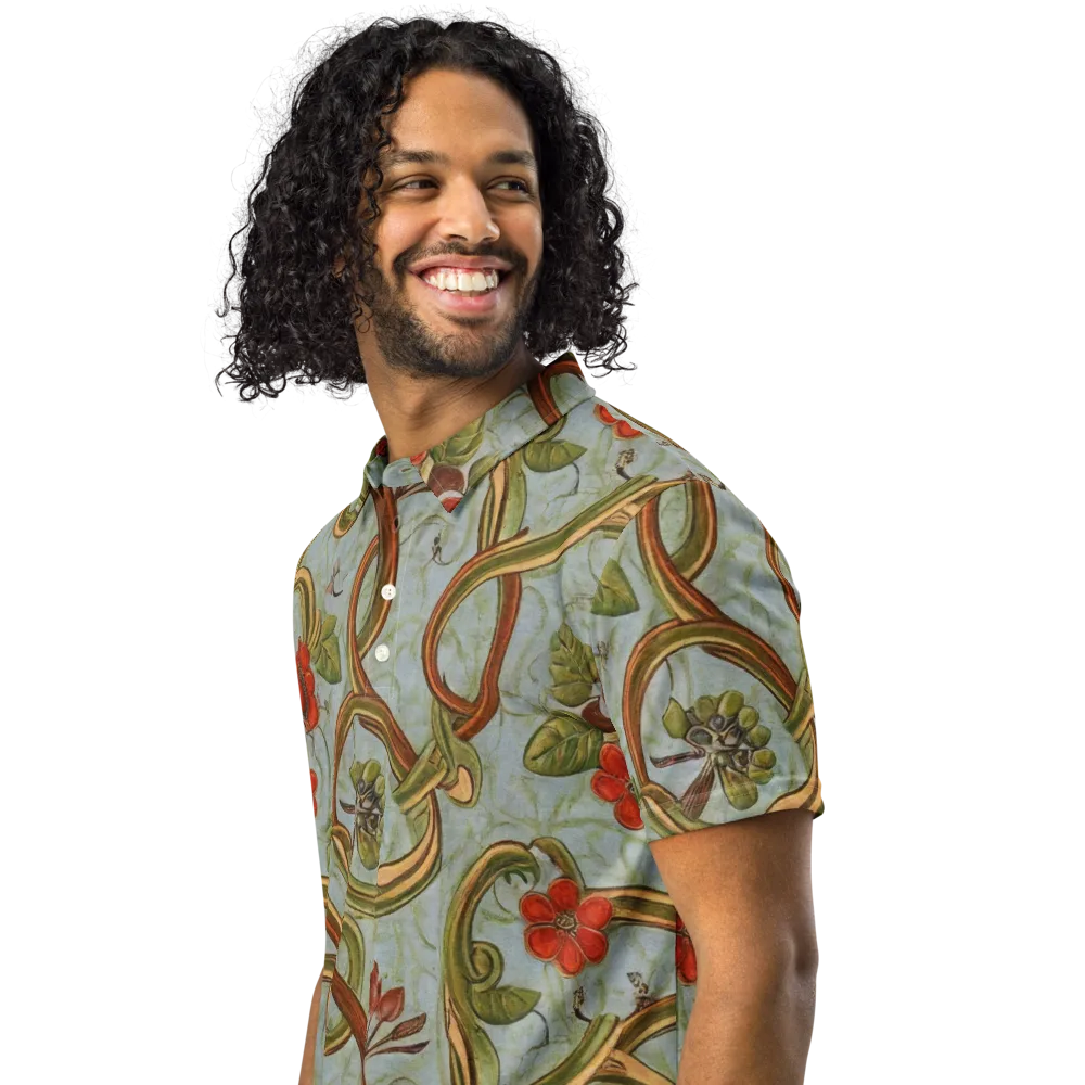Pomegranate Trellis on Men's Slim Fit Polo Shirt — Left Front