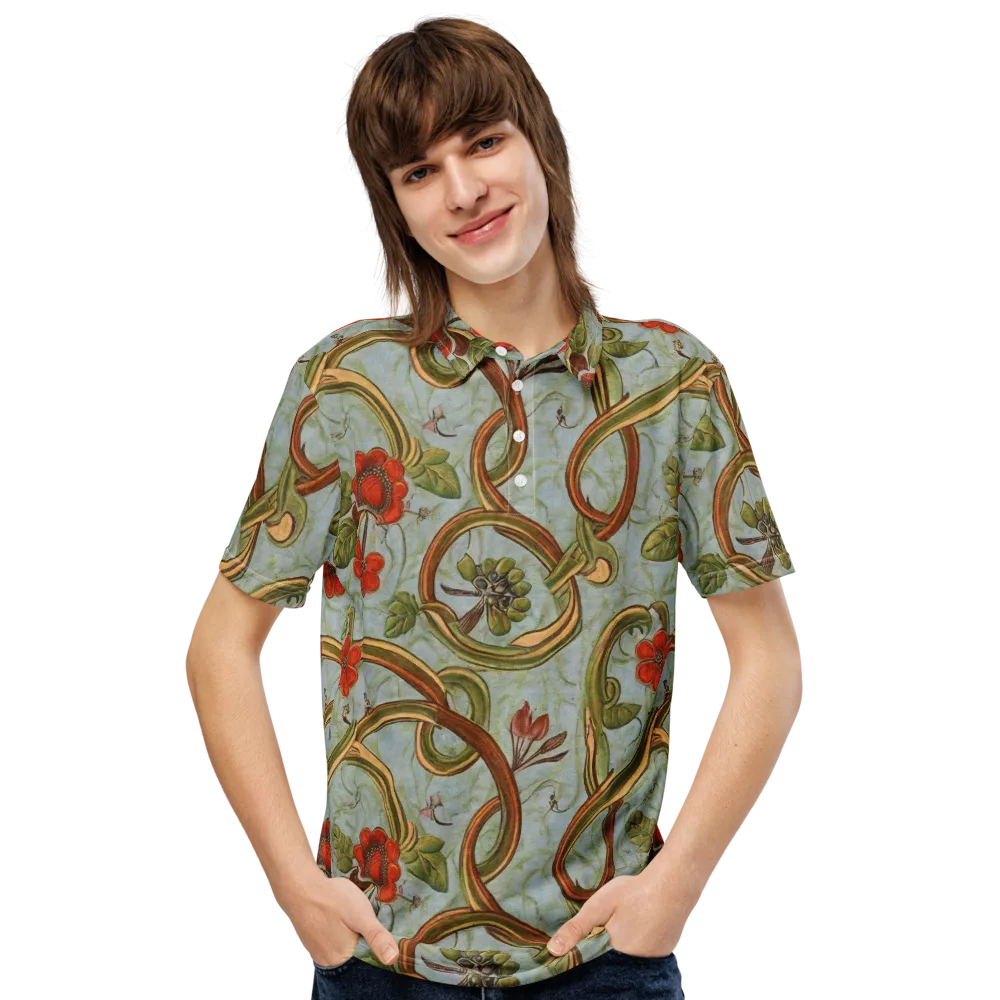 Pomegranate Trellis on Men's Slim Fit Polo Shirt — Front