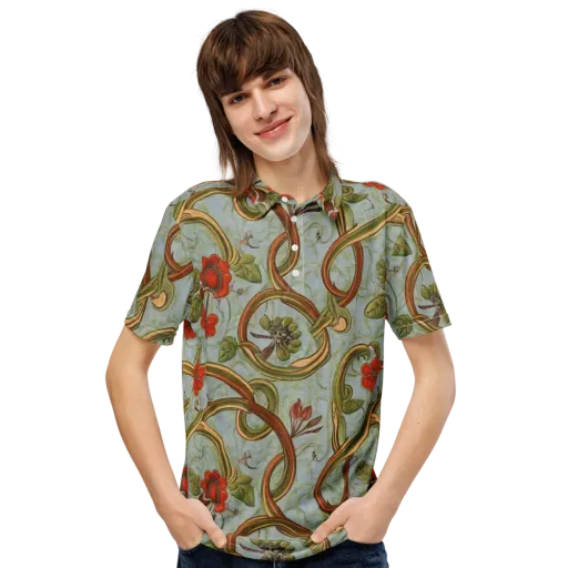 Pomegranate Trellis on a Men's Slim Fit Polo Shirt